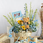 Congratulation MOM It's a Boy Flowers Basket