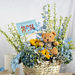 Congratulation MOM It's a Boy Flowers Basket