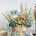 Congratulation MOM It's a Boy Flowers Basket