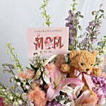 Congratulation MOM It's a Girl Flowers Basket