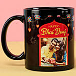 Personalised Bhai Dooj Wishes Black Mug