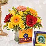 Sparks of Joy Diwali Flower Arrangement and Diyas
