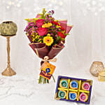 Sparks of Joy Deepavali Flower Bouquet With Diyas