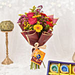 Sparks of Joy Deepavali Flower Bouquet With Diyas