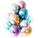 Bunch of 10 Multicolor Chrome Balloons