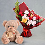 Classic Blooms with Teddy Bear