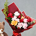 Classic Blooms with Teddy Bear