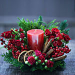 Red Radiance and Spice Table Arrangement