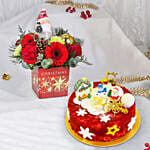 Christmas Stars Flower Arrangement with Cake
