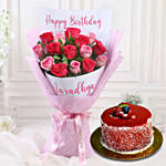 Joyful Personalised Rose Bouquet with Cake