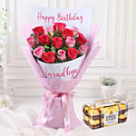 Joyful Personalised Rose Bouquet with Ferrero Rocher
