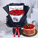Anniversary Roses of Love Bouquet with Cake