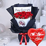 Anniversary Roses of Love Bouquet with Heart Balloon
