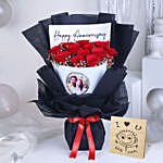 Anniversary Roses of Love Bouquet with I Love U Table Top