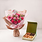 Birthday Wish Carnations Bouquet And Sweet Box