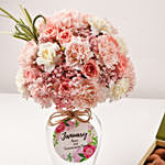 January Birthday Wish Flowers Vase And Sweet Box