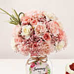 January Birthday Wish Flowers Vase And Cake