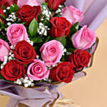 Love Expressions Pink And Red Roses Bouquet with love For Valentines Day