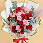 Pink and Red Roses Beauty Bouquet for Valentine