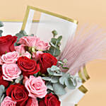 Pink and Red Roses Beauty Bouquet for Valentine