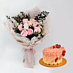 Titanic Rose Chamomile Love Bouquet With Cake For Valentines