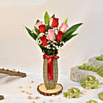 Valentine Roses in Glass Vase