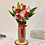 Valentine Roses in Glass Vase
