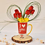 Vday Flowers Arrangement in Coffee Mug