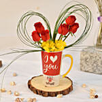 Vday Flowers Arrangement in Coffee Mug