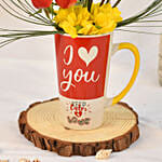 Vday Flowers Arrangement in Coffee Mug