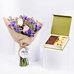 February Birthday Iris and Roses with Treats Box