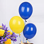 Iris Flowers with Birthday Cake and Balloons