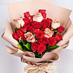 8 Cappaccino and Red Roses Bouquet for Valentines Day