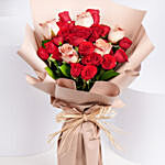 8 Cappaccino and Red Roses Bouquet for Valentines Day
