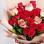 8 Cappaccino and Red Roses Bouquet for Valentines Day