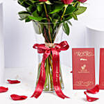 Ravishing Romance Vase With Chocolates Bar