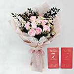 Titanic Love Rose Chamomile Love Bouquet For Valentines With Chocolates Bar