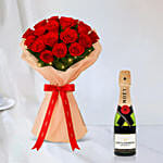 LED Rose Bouquet with Mini Moet Champagne