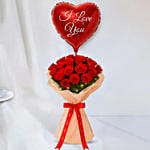 LED Elegance Rose Bouquet with Heart Balloon