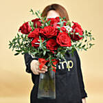 12 Red Roses in Premium Vase