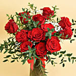 12 Red Roses in Premium Vase