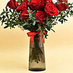 12 Red Roses in Premium Vase