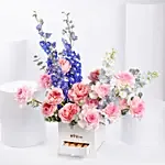 Garden Roses and Delphinium Arrangement