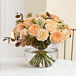 Peach Rose Table Centerpiece Flowers