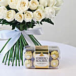 White Roses Bunch N Ferrero Rocher