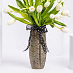 White Tulips in Designer Vase