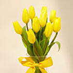 Yellow Tulips Glass Vase