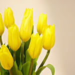 Yellow Tulips Glass Vase