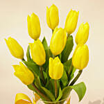 Yellow Tulips Glass Vase