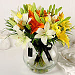 Fragrant Mix Of Lilies In Fishbowl Vase